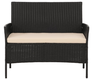 Garten-Lounge-Set Poly-Rattan Anthrazit mit Creme Kissen