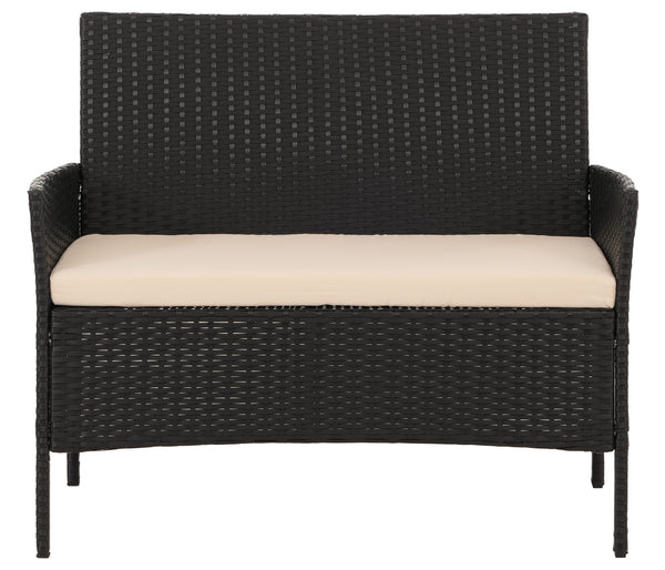 Garten-Lounge-Set Poly-Rattan Anthrazit mit Creme Kissen