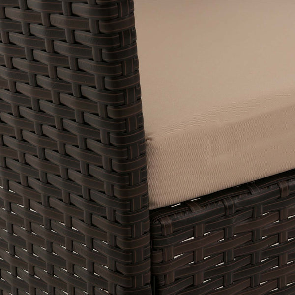Poly-Rattan Garten Lounge-Set braun mit Kissen creme, Metallgestell