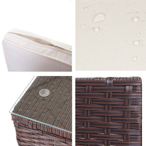 Poly-Rattan Lounge Sitzgruppe in Braun mit Creme Kissen für Garten