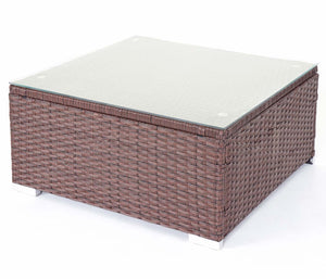 Poly-Rattan Lounge Sitzgruppe in Braun mit Creme Kissen für Garten