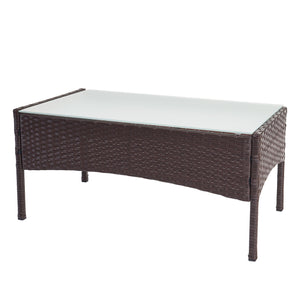 Poly-Rattan Lounge-Set braun. Garten-Sitzgruppe mit Kissen creme