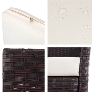 Poly-Rattan Lounge-Set braun. Garten-Sitzgruppe mit Kissen creme