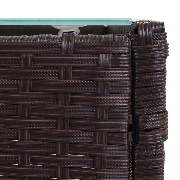 Poly-Rattan Lounge-Set braun. Garten-Sitzgruppe mit Kissen creme