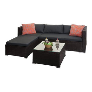 Poly-Rattan Lounge-Set Braun mit Sofa & dunkelgrauen Kissen