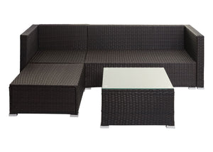 Poly-Rattan Lounge-Set Braun mit Sofa & dunkelgrauen Kissen