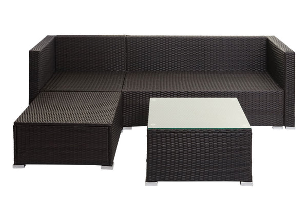 Poly-Rattan Lounge-Set Braun mit Sofa & dunkelgrauen Kissen