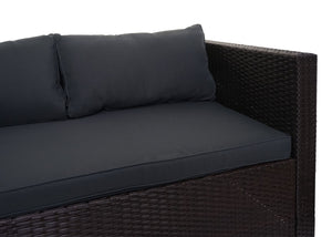 Poly-Rattan Lounge-Set Braun mit Sofa & dunkelgrauen Kissen