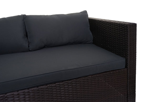 Poly-Rattan Lounge-Set Braun mit Sofa & dunkelgrauen Kissen