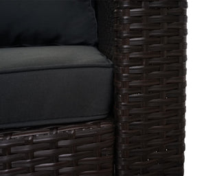 Poly-Rattan Lounge-Set Braun mit Sofa & dunkelgrauen Kissen