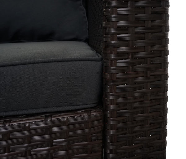 Poly-Rattan Lounge-Set Braun mit Sofa & dunkelgrauen Kissen