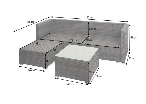 Poly-Rattan Lounge-Set Braun mit Sofa & dunkelgrauen Kissen
