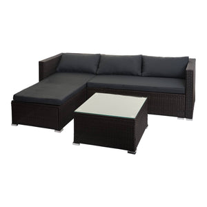 Poly-Rattan Lounge-Set Braun mit Sofa & dunkelgrauen Kissen