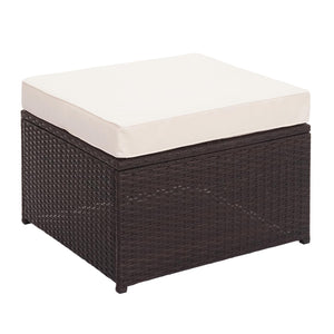 Poly-Rattan Lounge Set braun mit Stauraum & creme Kissen