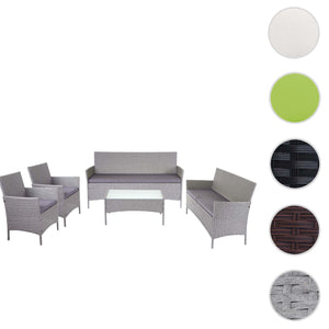 Garten Lounge-Set aus Polyrattan. grau mit anthrazit Kissen