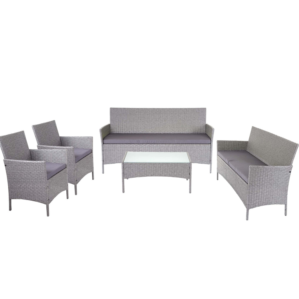 Garten Lounge-Set aus Polyrattan. grau mit anthrazit Kissen
