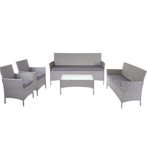 Garten Lounge-Set aus Polyrattan. grau mit anthrazit Kissen