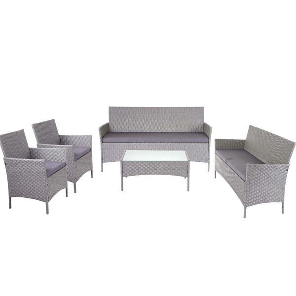 Garten Lounge-Set aus Polyrattan. grau mit anthrazit Kissen