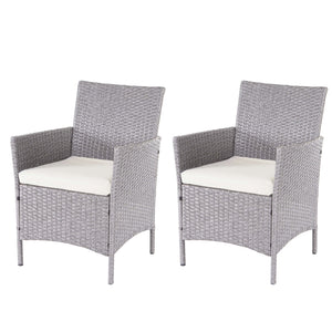 Poly-Rattan Garten Lounge-Set grau mit creme Kissen. 4-tlg.