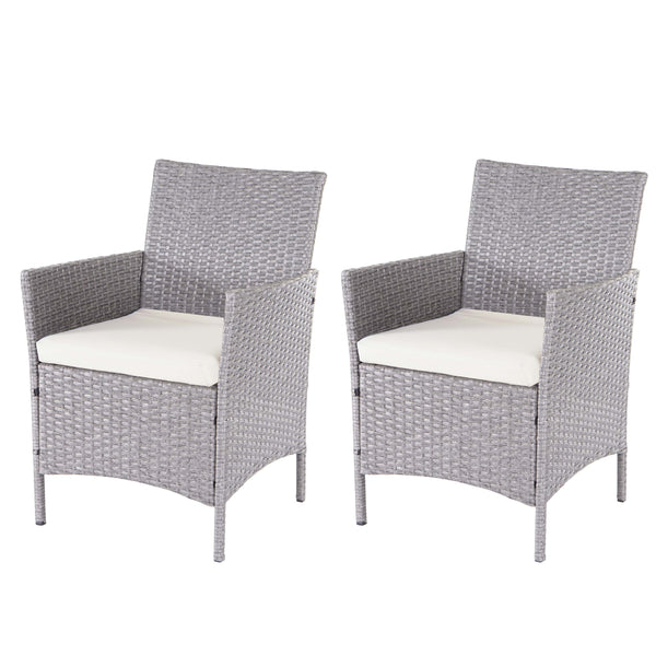 Poly-Rattan Garten Lounge-Set grau mit creme Kissen. 4-tlg.
