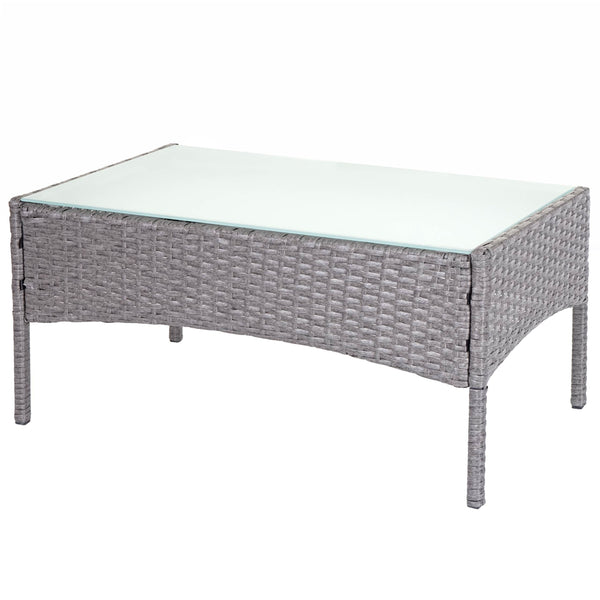 Poly-Rattan Garten Lounge-Set grau mit creme Kissen. 4-tlg.