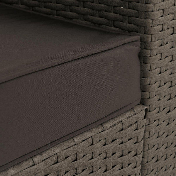 Gartenlounge Set aus Polyrattan grau mit dunkelgrauen Polstern