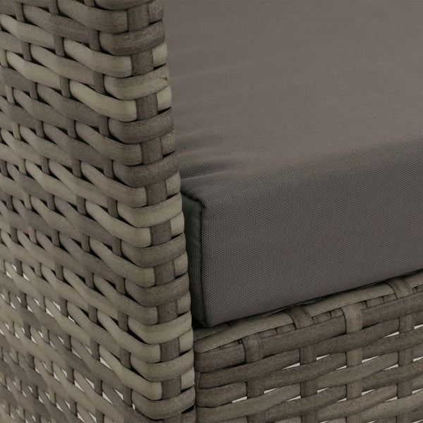 Poly-Rattan Garten-Lounge Set grau mit Glastisch & Kissen