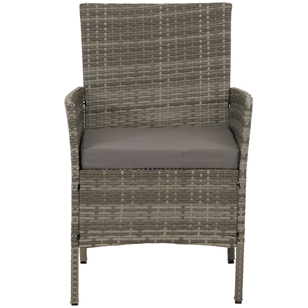 Poly-Rattan Garten-Lounge Set grau mit Glastisch & Kissen