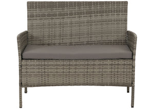 Poly-Rattan Garten-Lounge Set grau mit Glastisch & Kissen