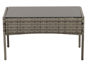 Poly-Rattan Garten-Lounge Set grau mit Glastisch & Kissen