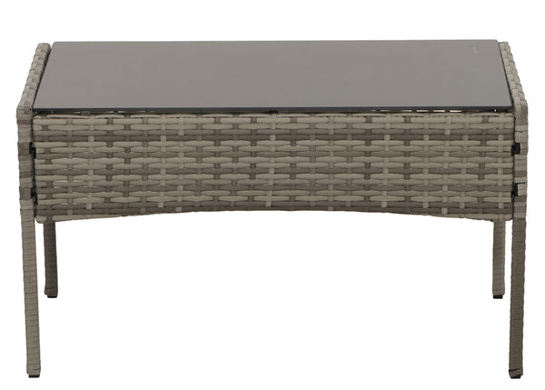Poly-Rattan Garten-Lounge Set grau mit Glastisch & Kissen