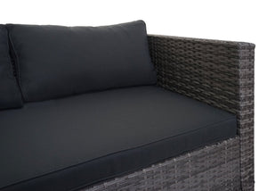 Poly-Rattan Gartenlounge Set Grau mit Sofa & dunkelgrauen Kissen