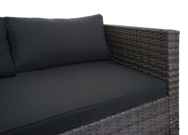 Poly-Rattan Gartenlounge Set Grau mit Sofa & dunkelgrauen Kissen