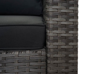 Poly-Rattan Gartenlounge Set Grau mit Sofa & dunkelgrauen Kissen