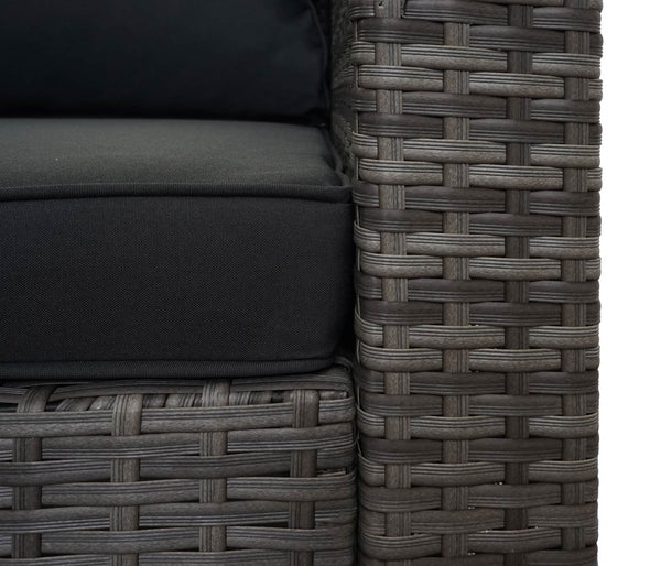 Poly-Rattan Gartenlounge Set Grau mit Sofa & dunkelgrauen Kissen