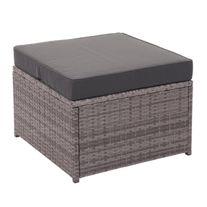 Poly-Rattan Lounge-Set grau, Gartensofa mit Staufach & Kissen