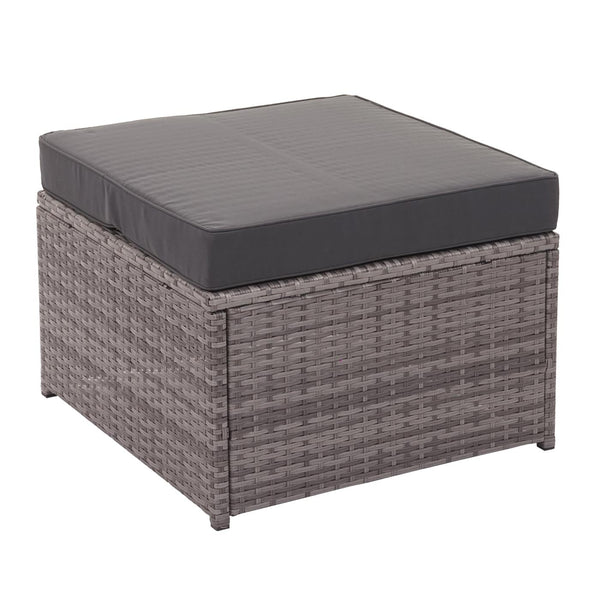 Poly-Rattan Lounge-Set grau, Gartensofa mit Staufach & Kissen