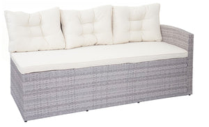 Garten Lounge Sitzgruppe aus Poly-Rattan, hellgrau mit Kissen