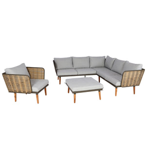 Garten Lounge-Set Outdoor Sofa Poly-Rattan hellgrau wetterfest