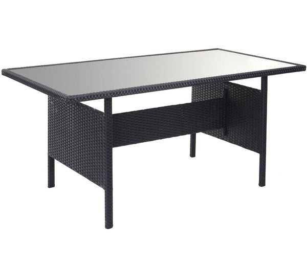 Garten-Lounge-Set aus Polyrattan, schwarz mit Bank & Kissen