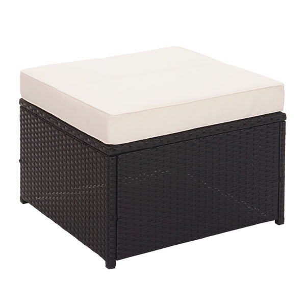 Poly-Rattan Gartenlounge Set mit Staufach, Schwarz, Kissen Creme