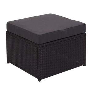 Poly-Rattan Loungeset schwarz mit Staufach & dunkelgrauen Kissen
