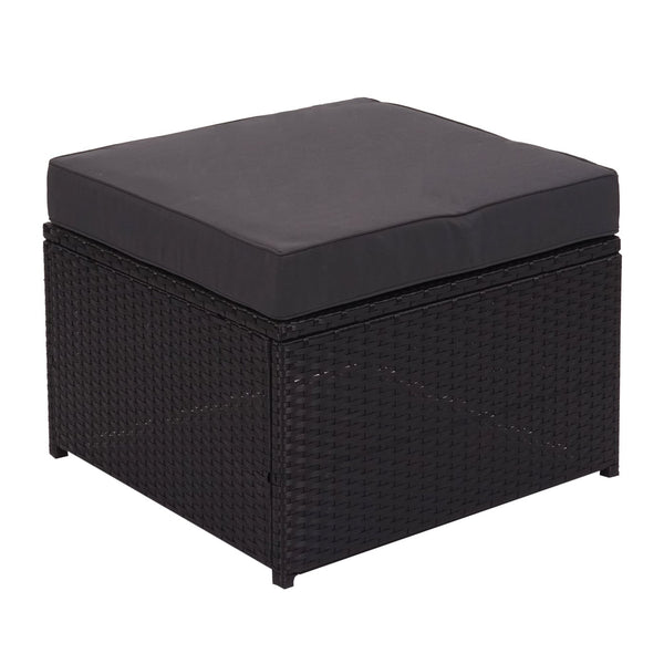Poly-Rattan Loungeset schwarz mit Staufach & dunkelgrauen Kissen