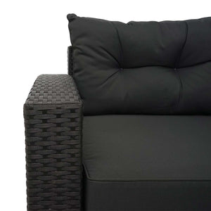 Poly-Rattan Loungeset schwarz mit Staufach & dunkelgrauen Kissen
