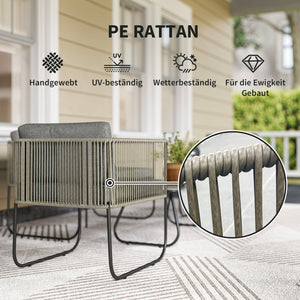 Gartenlounge Gartenmöbel Set wetterfest mit Sofa Sessel Tisch und Kissen Polyrattan