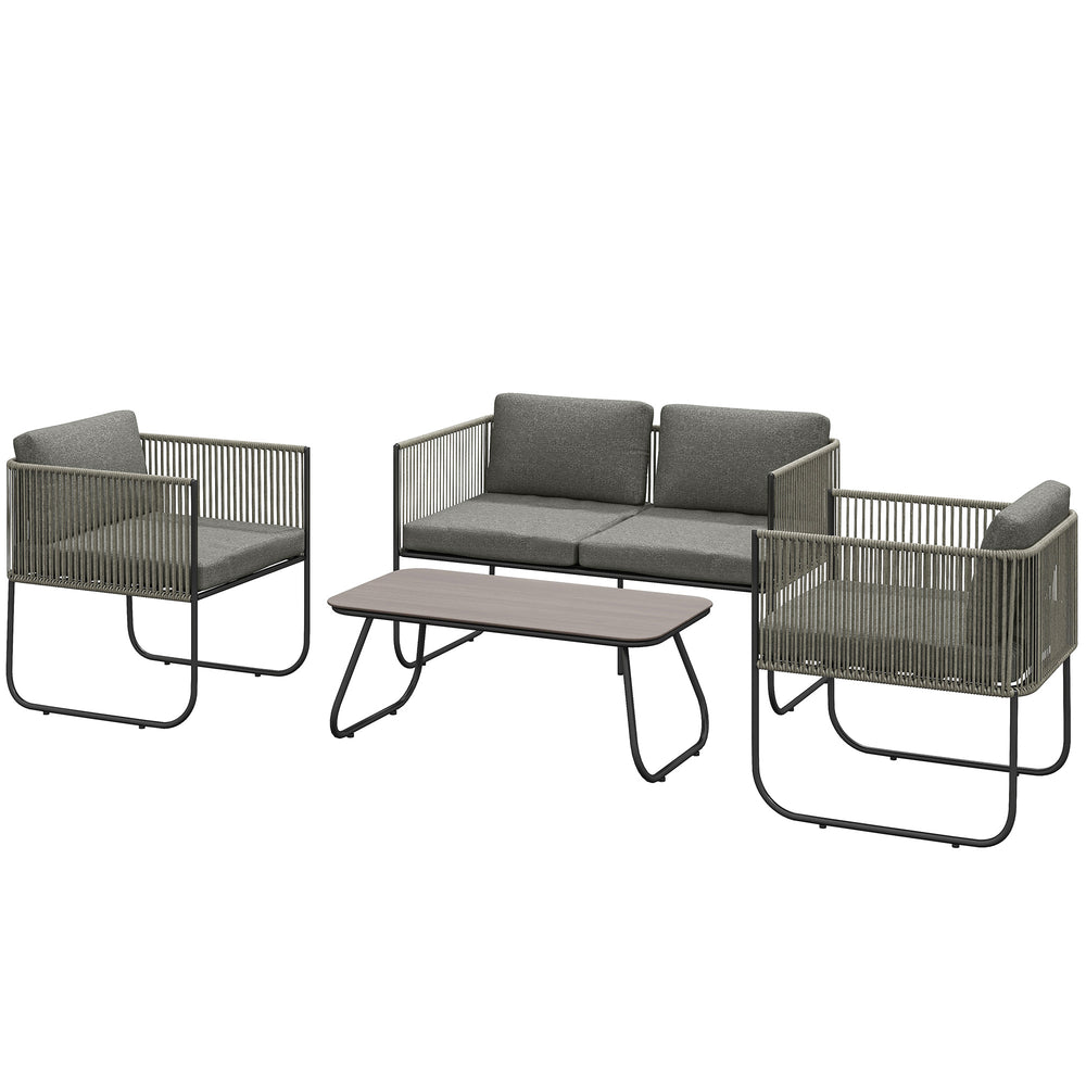 Gartenlounge Gartenmöbel Set wetterfest mit Sofa Sessel Tisch und Kissen Polyrattan