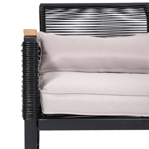 Gartenlounge Set Sofa Seilgeflecht mit Polster hellgrau