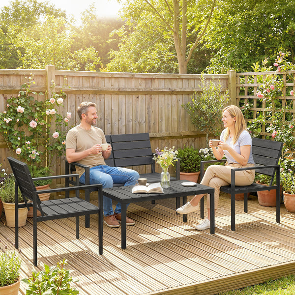Gartenmöbel Set Lounge Sitzgruppe für 4 Personen schwarz