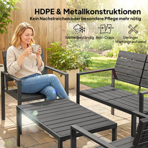 Gartenmöbel Set Lounge Sitzgruppe für 4 Personen schwarz