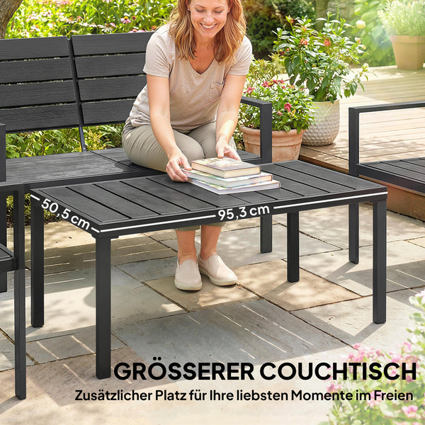 Gartenmöbel Set Lounge Sitzgruppe für 4 Personen schwarz